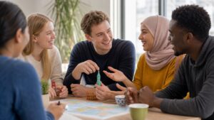 The Easiest Languages to Learn for English Speakers illustrated through a realistic educational scene